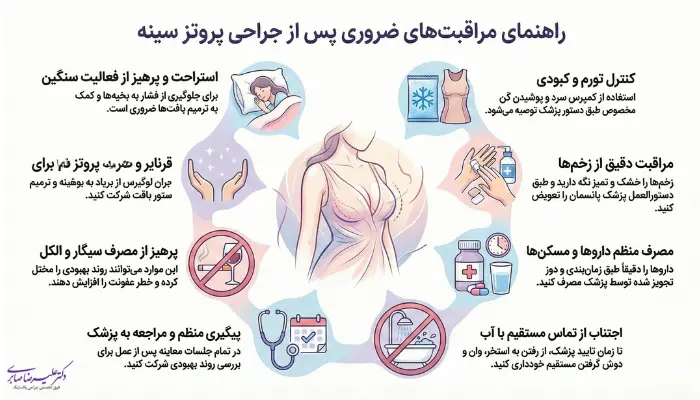مراقبت های بعد از عمل پروتز سینه